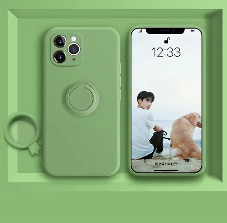Liquid Silicone Phone Case with Ring Holder and Lens Protection