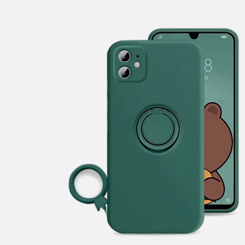 Liquid Silicone Phone Case with Ring Holder and Lens Protection