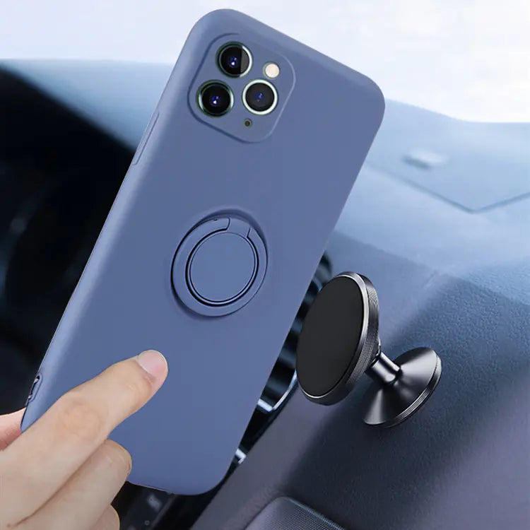 Liquid Silicone Phone Case with Ring Holder and Lens Protection