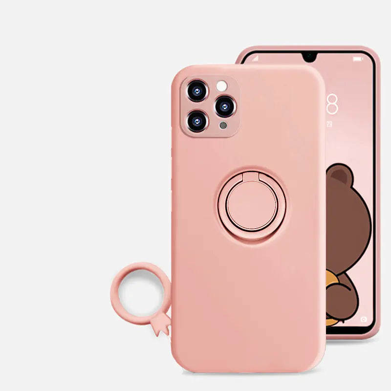 Liquid Silicone Phone Case with Ring Holder and Lens Protection