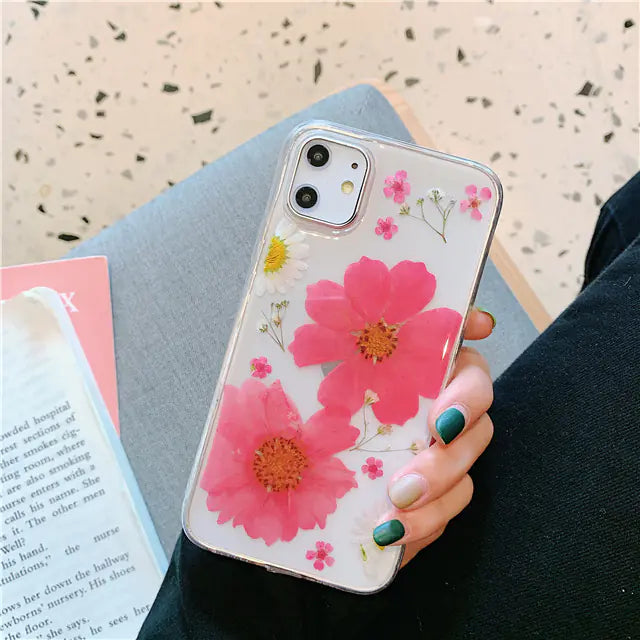 Real Flower Epoxy Soft Transparent Phone Case Cover