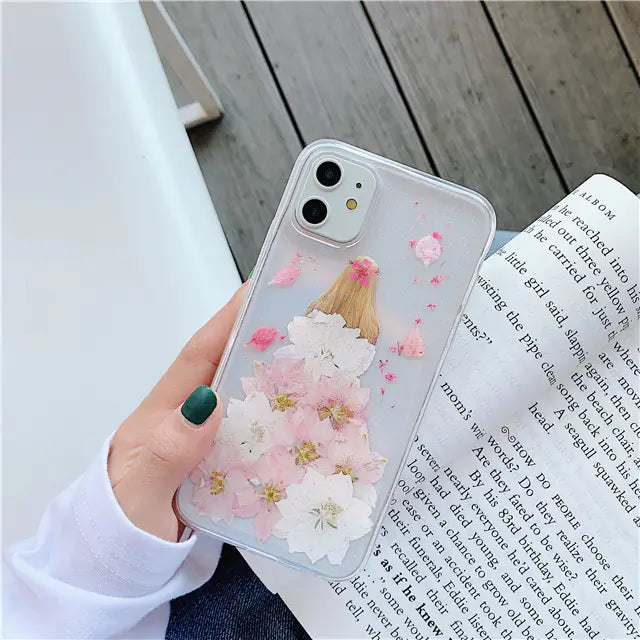 Real Flower Epoxy Soft Transparent Phone Case Cover