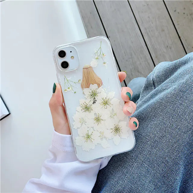 Real Flower Epoxy Soft Transparent Phone Case Cover