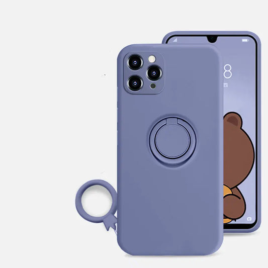 Liquid Silicone Phone Case with Ring Holder and Lens Protection
