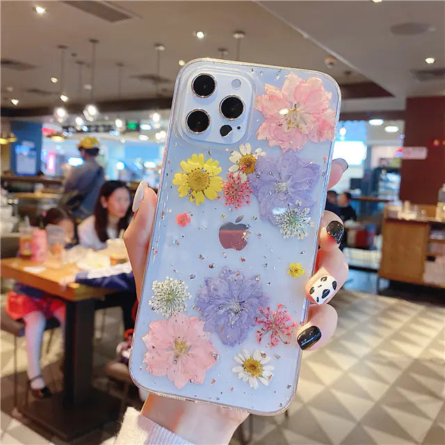 Real Flower Epoxy Soft Transparent Phone Case Cover