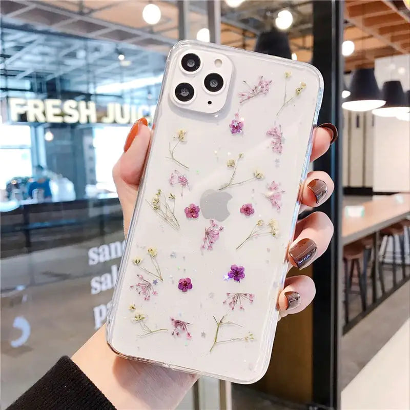 Real Flower Epoxy Phone Case - Transparent Cover