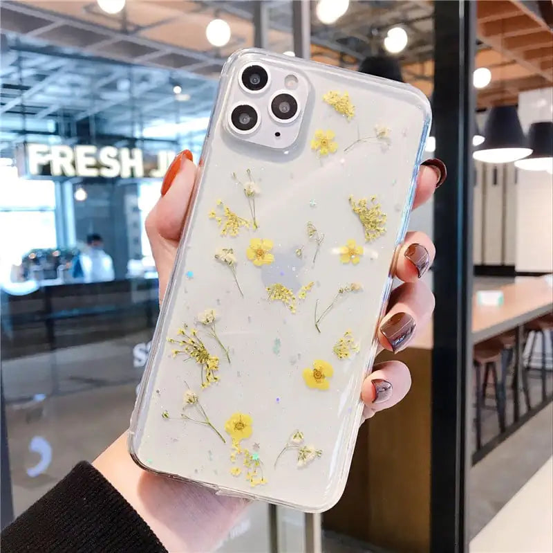 Real Flower Epoxy Phone Case - Transparent Cover