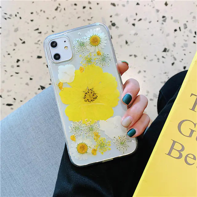 Real Flower Epoxy Soft Transparent Phone Case Cover