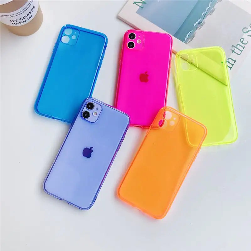 Fluorescent Transparent Soft Cover Phone Case for XSMAX